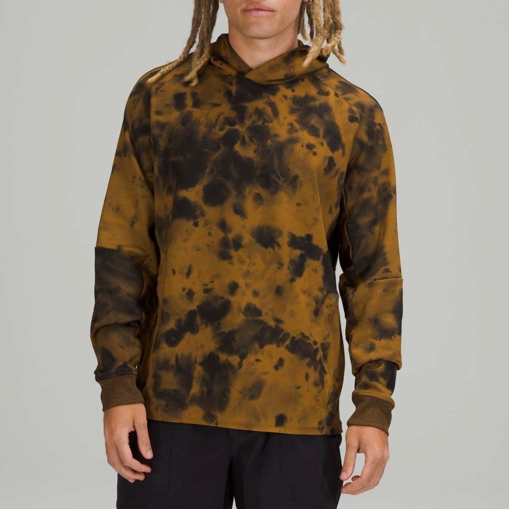 Lululemon Textured Tech Hoodie, Diamond Dye Gold‎ Spice Black